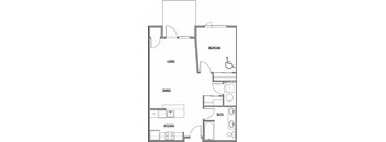 1 Bedroom Floor Plan at The Duo, University Place