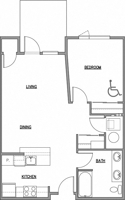 1 Bedroom Floor Plan at The Duo, University Place