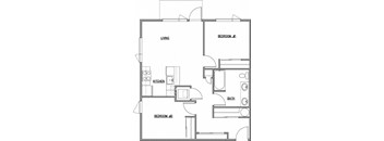a floor plan of a house with a bedroom and a living room at The Duo, University Place Washington