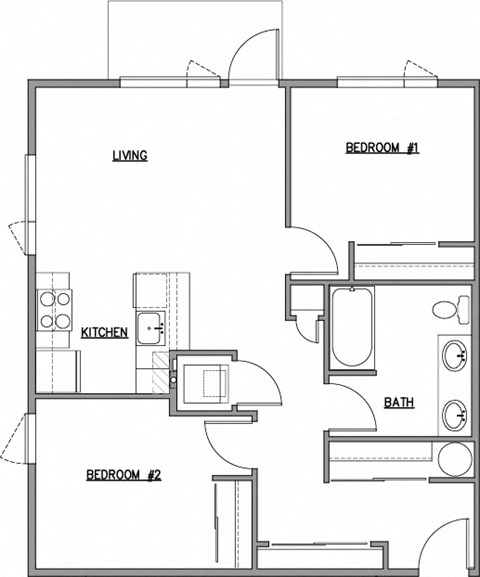a floor plan of a house with a bedroom and a living room at The Duo, University Place Washington