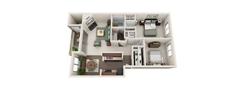 A floor plan of a two bedroom apartment at Pointe East in Fife, WA.