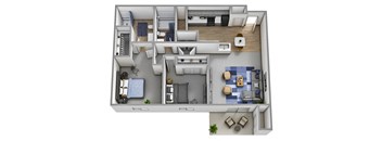 2x2 1022 sq ft Floor Plan at Altitude, East Wenatchee, WA, 98802