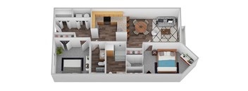 a floor plan of a two bedroom apartment at 6 Wood Flats, Lacey Washington
