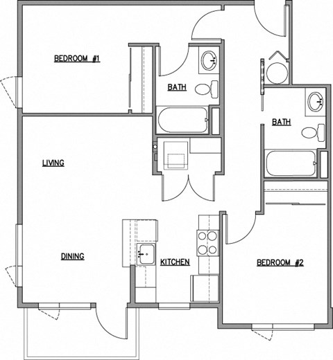a line drawing of a floor plan of a house at The Duo, Washington, 98466