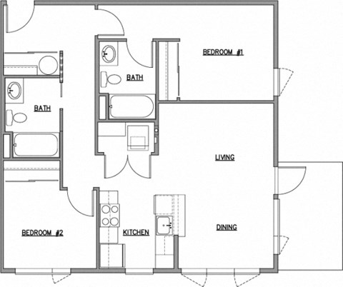 a blueprint of a floor plan of a house at The Duo, University Place, WA 98466