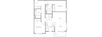 2 Bed 2 Bath Floor Plan at The Duo, University Place, WA