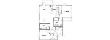 2 Bedroom 2 Bath Floor Plan at The Duo, University Place, 98466