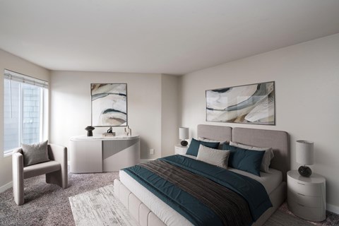 Spacious bedroom with natural light at 3030 Lake City Apartments in Lake City, WA
