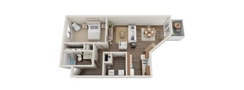 a floor plan of a 1 bedroom townhome  at Hawks Prairie, Olympia, WA, 98516