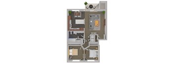 a floor plan of a two bedroom apartment at Clearwater, Post Falls, ID 83854