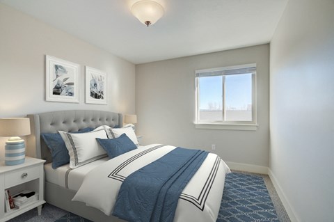 an example of a bedroom with a bed and a window at Copper Pines, Bozeman, MT, 59718