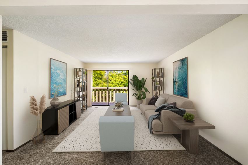 a rendering of a living room with a couch and coffee table a rendering of a living room with a couch and coffee table at Castlerock, Washington, 98801 - Photo Gallery