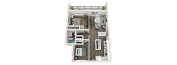 2 Bedroom 2 bathroom Floor Plan at Ella 1711 Apartments, California