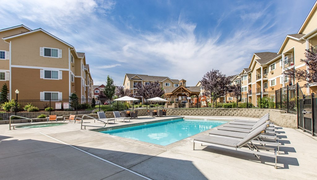 our apartments have a resort style pool with lounge chairs. apartments with pool in West Richland