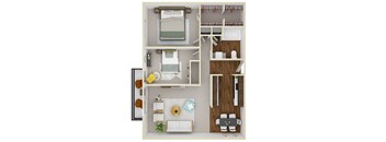 a floor plan of a two bedroom apartment with virtual staging at Laurel Park, Twin Falls, ID 83301