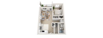 1x1 apartment floor plan at Sky Vue Apartments in Bellingham, WA