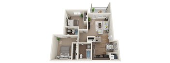 2 Bedroom Floor Plan at Madison Park, Bozeman, 59718