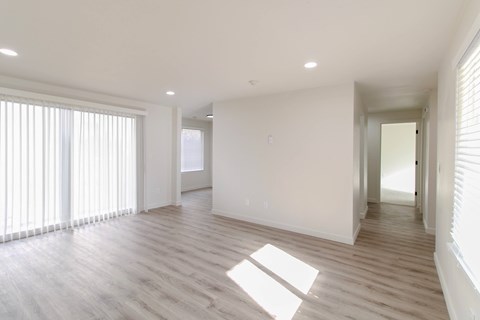 Bright living room with modern flooring in Redmond, WA apartments for rent