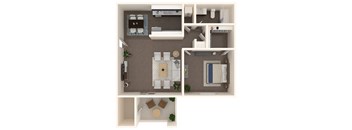 a floor plan of a one bedroom home at North Pointe, Post Falls, 83854