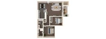 A floor plan of a two bedroom home at North Pointe, Post Falls Idaho