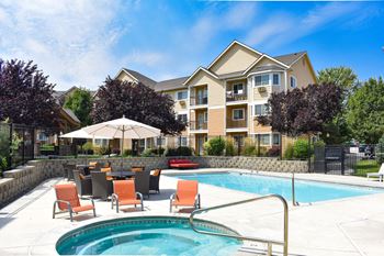 Our West Richland apartments have a resort style pool with lounge chairs