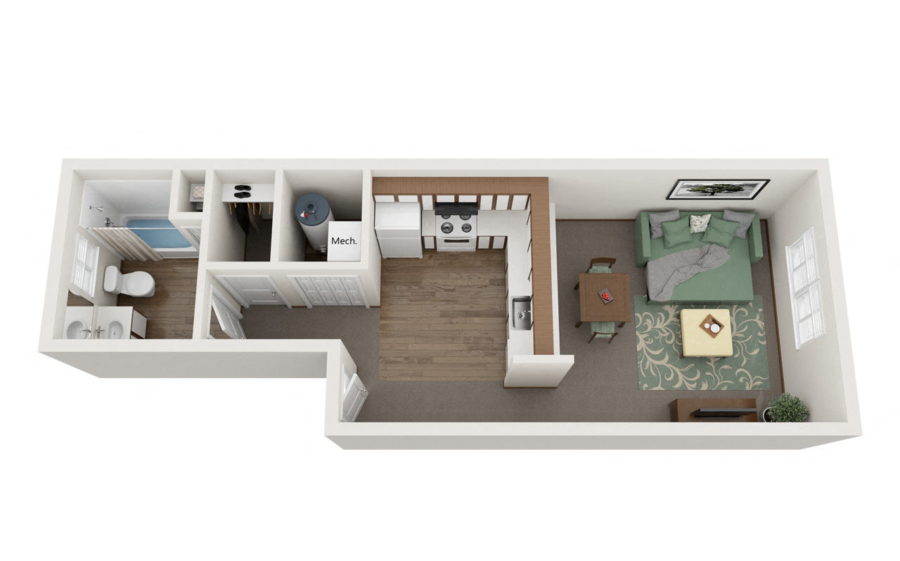 Studio Floor Plan at Shiloh Glen, Billings, 59102