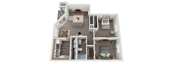 A floor plan of a two bedroom apartment in Fife, WA.