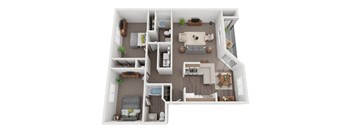 A floor plan of a two bedroom apartment at Sitka Heights, Washington