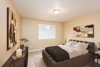 a bedroom with a large bed and a window at Springfield, Renton, 98055