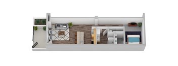 a floor plan of a studio floor plan with virtual staging at 6 Wood Flats, Lacey, WA 98503