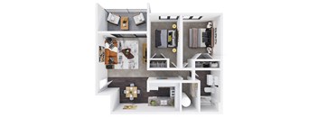 A floor plan of a 828 square foot apartments at Talavera in Boise, ID.  at Talavera, Boise, 83705