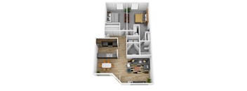 A floor plan for a two bedroom apartment at The Trail, Washington