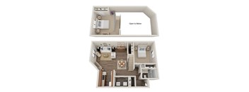 A floor plan of a loft townhome at Hawks Prairie in Olympia, WA.