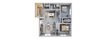 a floor plan of a two bedroom apartment at Wildflower, Kennewick, WA 99336