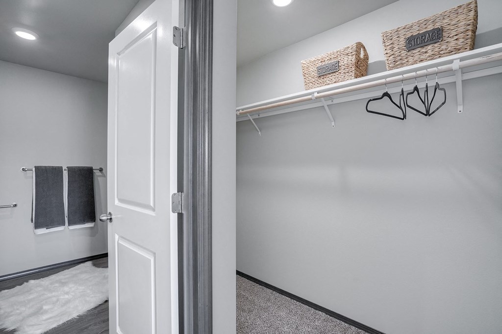 Large closet with upper storage and hanging rod. at Altitude, Washington, 98802