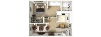 a floor plan of a 1 bedroom apartment at Kirkwood Meadows, Pocatello, Idaho
