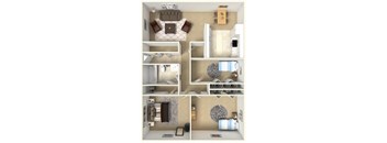 a floor plan of a 3 bedroom apartment at Kirkwood Meadows, Pocatello