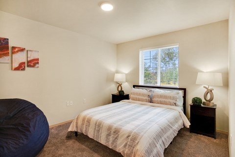 a bedroom with a bed and a window at Sky Vue, Washington, 98229