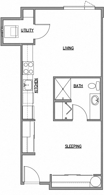 Studio Floor Plan at The Duo, University Place