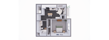 1 Bedroom Floor Plan at Yellowstone Landing, Belgrade, MT, 59714