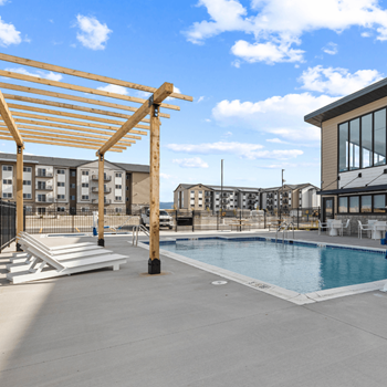 the pool area at the lone tree apartments in lone tree at Yellowstone Landing, Belgrade, MT, 59714