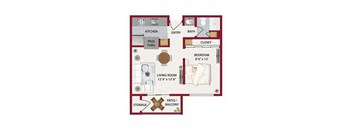 Studio Floor Plan at Lodi Commons Senior Living, Lodi, 95240