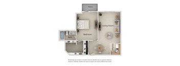2 bedroom floor plan at River Commons Senior Living, Redding