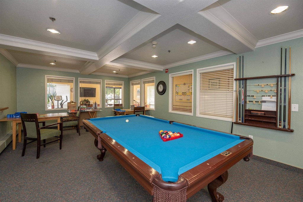Game Room Game room with billiards table at Campus Commons Senior Living, Sacramento