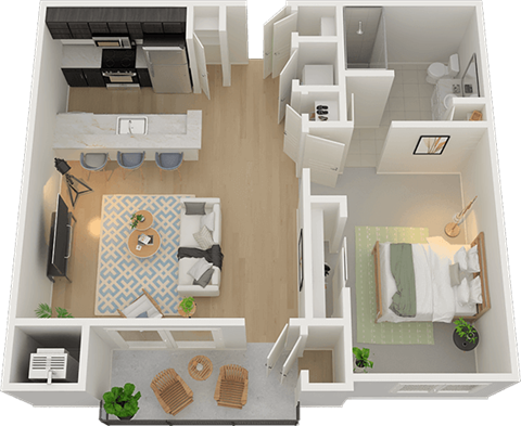 H 1x1 Floor Plan at Hearthstone Lodge Senior Residences, Auburn, CA