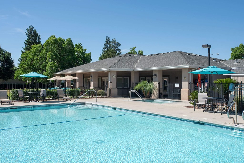 the swimming pool at the resort on cuttyhunk at Castle Vista Senior Duplex Community, Atwater, California