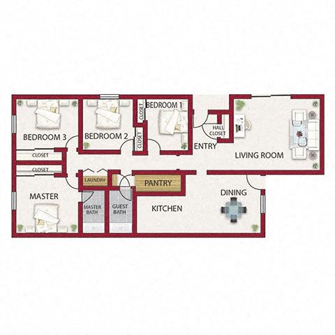York Floor Plan  at Castle Vista Senior Duplex Community, Atwater, 95301