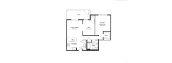 1 bedroom 1 bathroom floorplan with walk-in closet at Arden of Oak Brook Apartments, Oakbrook Terrace