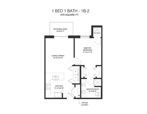 1B Floor Plan at Arden of Oak Brook, Oakbrook Terrace, IL, 60181