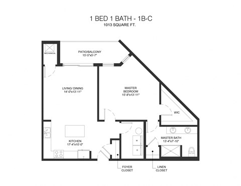 1BC Floor Plan at Arden of Oak Brook, Oakbrook Terrace, Illinois